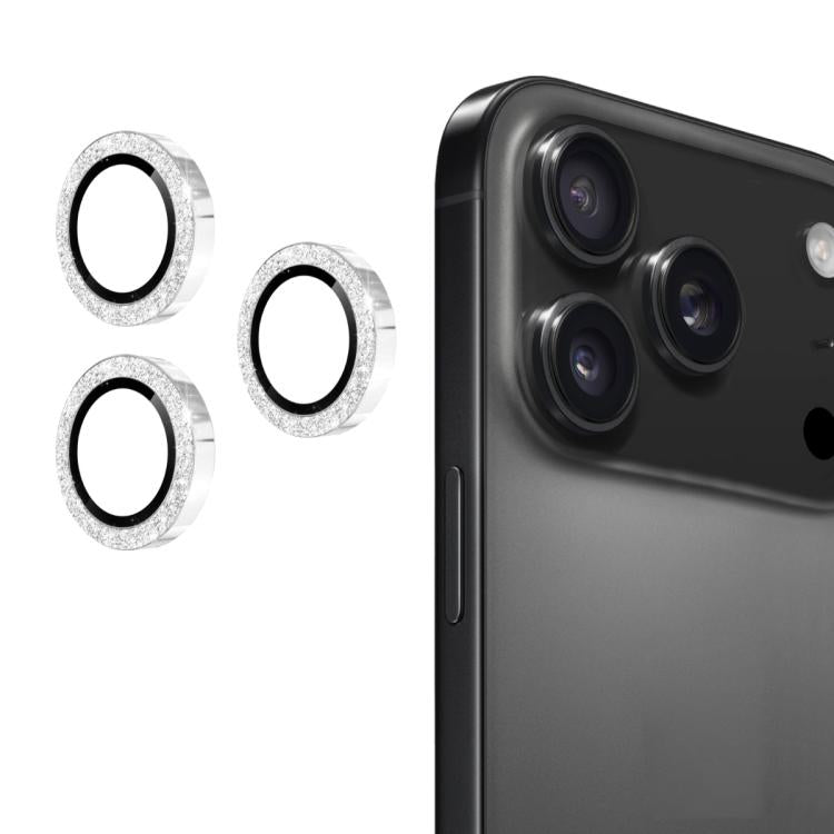 For iPhone 17 Pro / 17 Pro Max ENKAY Hat-Prince Glitter Rear Lens Aluminium Alloy Tempered Glass Film(Silver) - iPhone 17 Pro Max Tempered Glass by ENKAY | Online Shopping UK | buy2fix