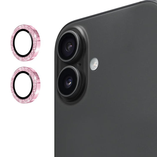 For iPhone 17 ENKAY Hat-Prince Glitter Rear Lens Aluminium Alloy Tempered Glass Film(Pink) - iPhone 17 Tempered Glass by ENKAY | Online Shopping UK | buy2fix