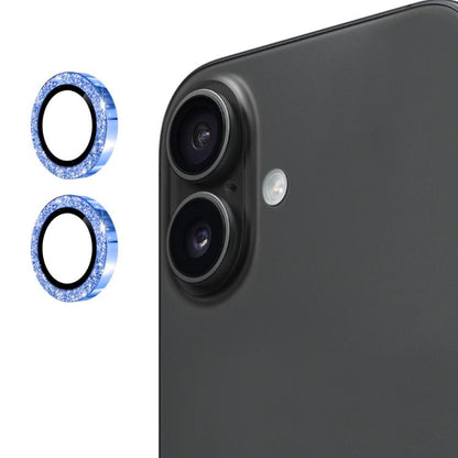 For iPhone 17 ENKAY Hat-Prince Glitter Rear Lens Aluminium Alloy Tempered Glass Film(Blue) - iPhone 17 Tempered Glass by ENKAY | Online Shopping UK | buy2fix