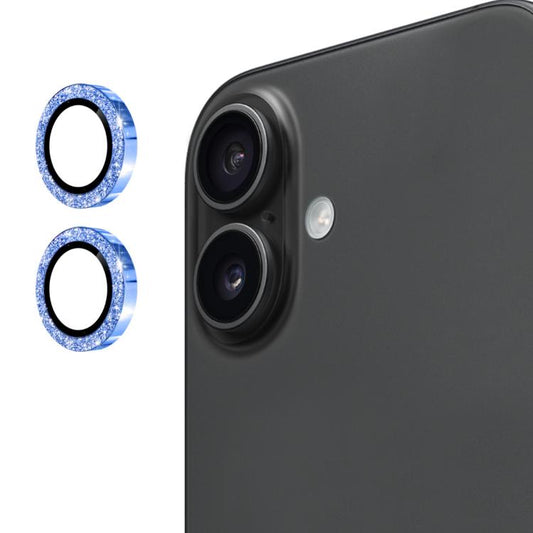 For iPhone 17 ENKAY Hat-Prince Glitter Rear Lens Aluminium Alloy Tempered Glass Film(Blue) - iPhone 17 Tempered Glass by ENKAY | Online Shopping UK | buy2fix