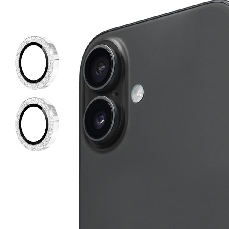 For iPhone 17 ENKAY Hat-Prince Glitter Rear Lens Aluminium Alloy Tempered Glass Film(Silver) - iPhone 17 Tempered Glass by ENKAY | Online Shopping UK | buy2fix