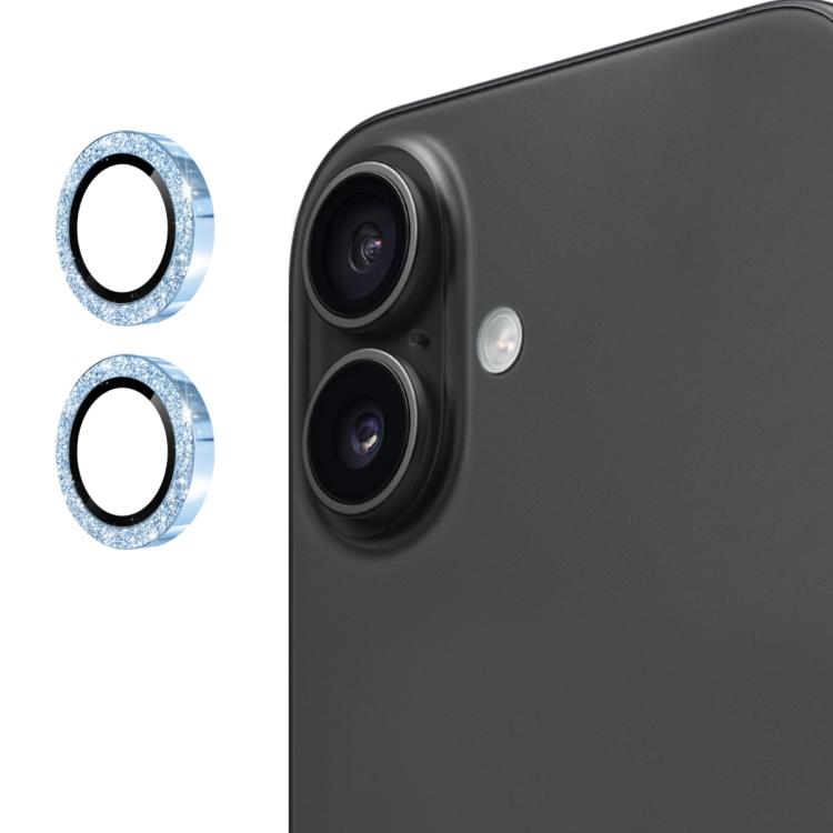 For iPhone 17 ENKAY Hat-Prince Glitter Rear Lens Aluminium Alloy Tempered Glass Film(Sierra Blue) - iPhone 17 Tempered Glass by ENKAY | Online Shopping UK | buy2fix