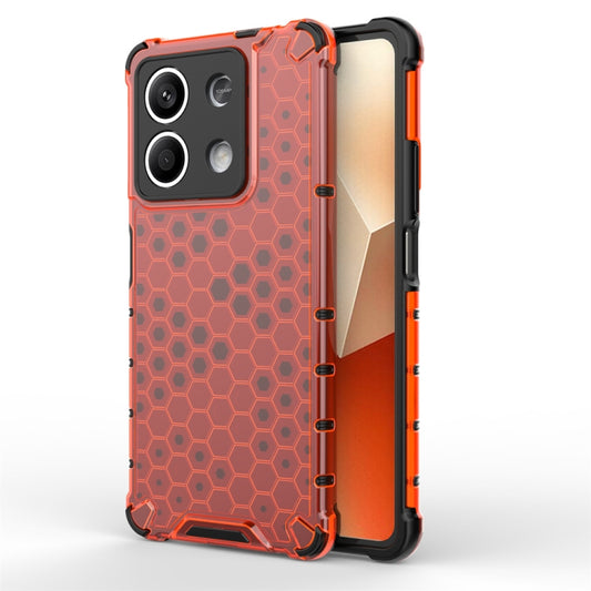 For Redmi Note 13 Shockproof Honeycomb Phone Case(Red) - Xiaomi Cases by buy2fix | Online Shopping UK | buy2fix