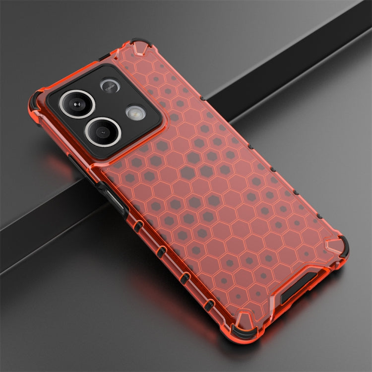 For Redmi Note 13 Shockproof Honeycomb Phone Case(Red) - Xiaomi Cases by buy2fix | Online Shopping UK | buy2fix