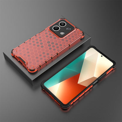 For Redmi Note 13 Shockproof Honeycomb Phone Case(Red) - Xiaomi Cases by buy2fix | Online Shopping UK | buy2fix