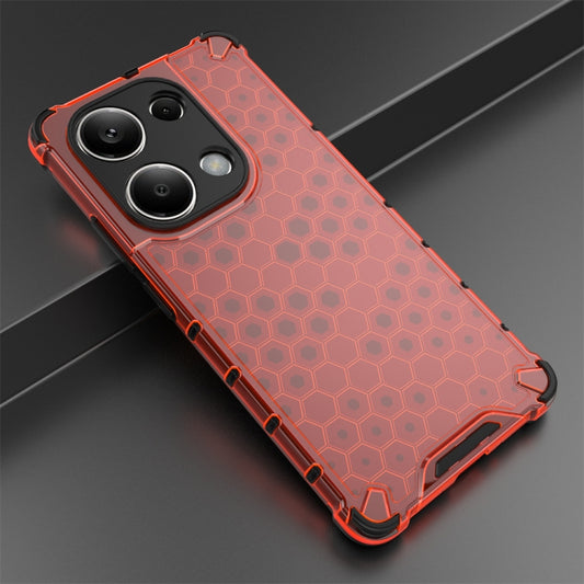 For Redmi Note 13 Pro 4G Shockproof Honeycomb Phone Case(Red) - Xiaomi Cases by buy2fix | Online Shopping UK | buy2fix
