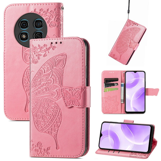 For Ulefone Note 15 Butterfly Love Flower Embossed Leather Phone Case(Pink) by buy2fix