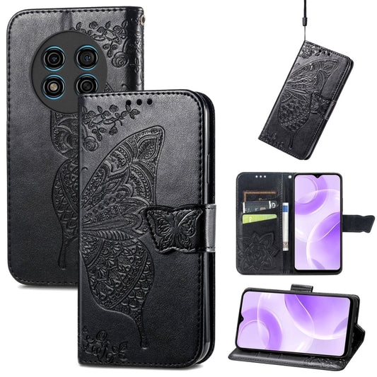 For Ulefone Note 15 Butterfly Love Flower Embossed Leather Phone Case(Black) by buy2fix