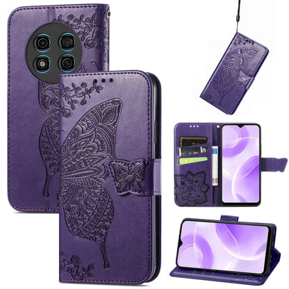 For Ulefone Note 15 Butterfly Love Flower Embossed Leather Phone Case(Purple) by buy2fix