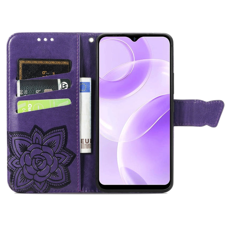 For Ulefone Note 15 Butterfly Love Flower Embossed Leather Phone Case(Purple) by buy2fix