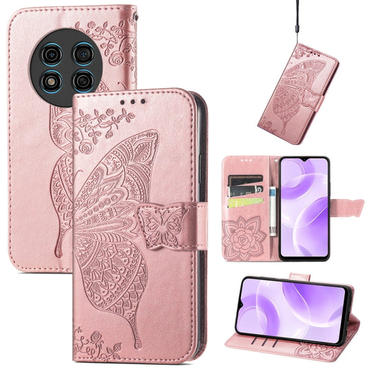 For Ulefone Note 15 Butterfly Love Flower Embossed Leather Phone Case(Rose Gold) by buy2fix