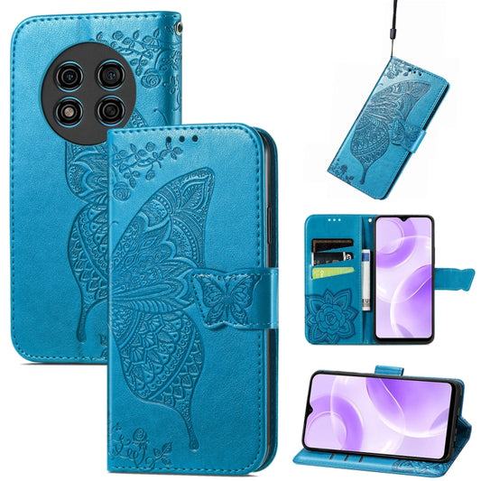 For Ulefone Note 15 Butterfly Love Flower Embossed Leather Phone Case(Blue) by buy2fix