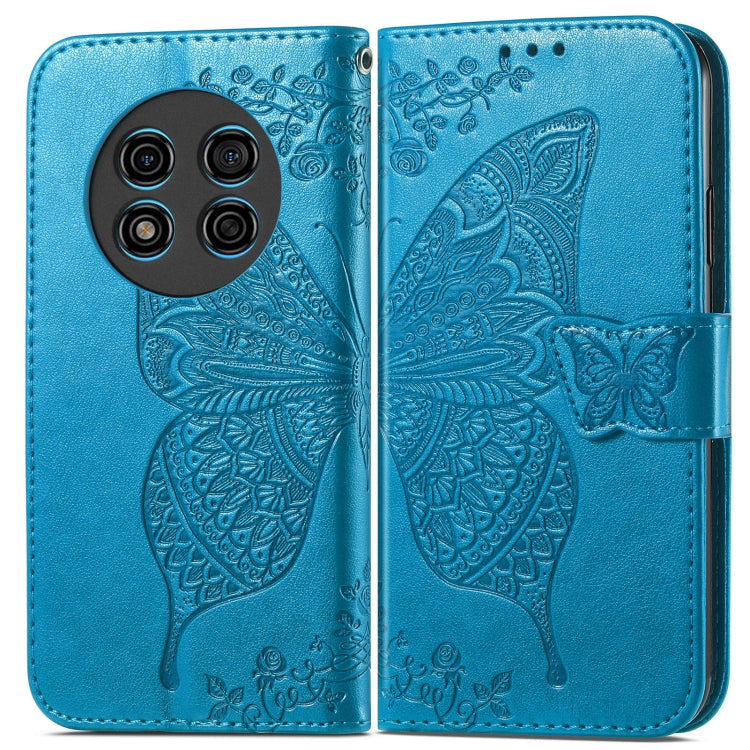 For Ulefone Note 15 Butterfly Love Flower Embossed Leather Phone Case(Blue) by buy2fix