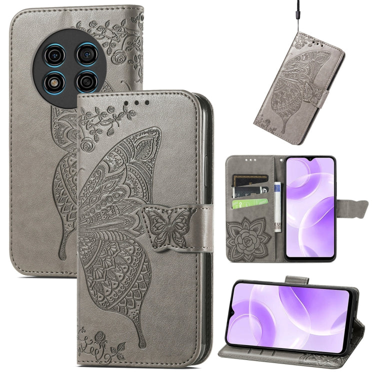 For Ulefone Note 15 Butterfly Love Flower Embossed Leather Phone Case(Gray) by buy2fix