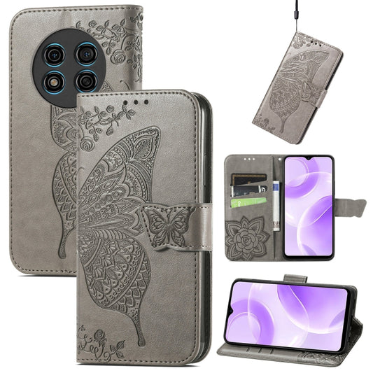 For Ulefone Note 15 Butterfly Love Flower Embossed Leather Phone Case(Gray) by buy2fix