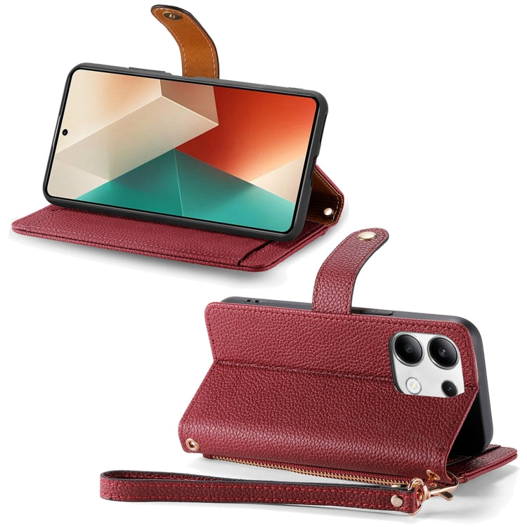 For Xiaomi Redmi Note 13 Pro 4G Love Zipper Lanyard Leather Phone Case(Red) - Xiaomi Cases by buy2fix | Online Shopping UK | buy2fix