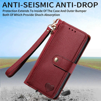 For Xiaomi Redmi Note 13 Pro 4G Love Zipper Lanyard Leather Phone Case(Red) - Xiaomi Cases by buy2fix | Online Shopping UK | buy2fix