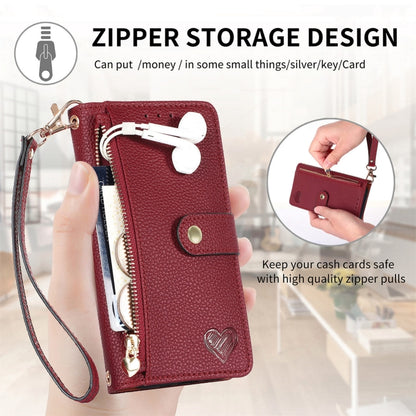 For Xiaomi Redmi Note 13 Pro 4G Love Zipper Lanyard Leather Phone Case(Red) - Xiaomi Cases by buy2fix | Online Shopping UK | buy2fix