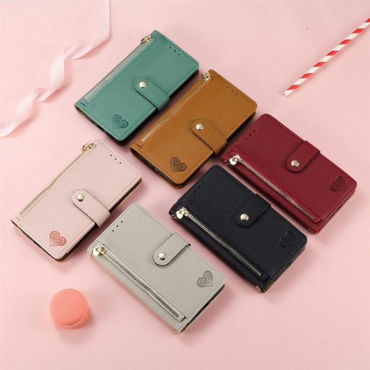 For Xiaomi Redmi Note 13 Pro 4G Love Zipper Lanyard Leather Phone Case(Red) - Xiaomi Cases by buy2fix | Online Shopping UK | buy2fix