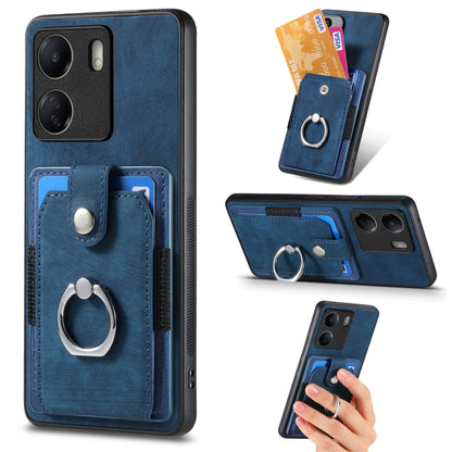 For Xiaomi Redmi 13C Retro Skin-feel Ring Card Wallet Phone Case(Blue) by buy2fix