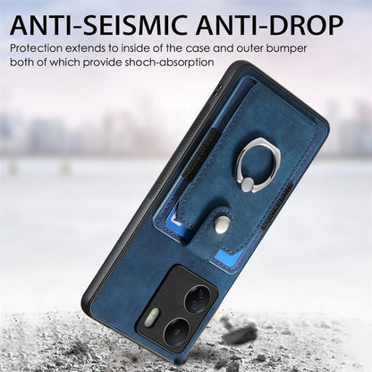 For Xiaomi Redmi 13C Retro Skin-feel Ring Card Wallet Phone Case(Blue) by buy2fix