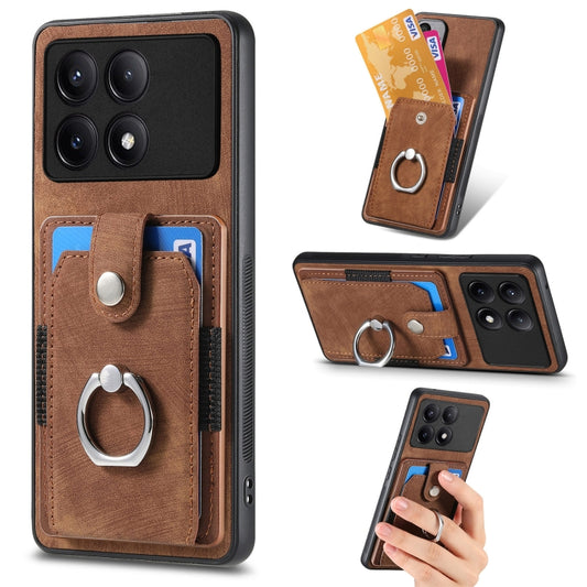 For Xiaomi Redmi K70E Retro Skin-feel Ring Card Wallet Phone Case(Brown) - Xiaomi Cases by buy2fix | Online Shopping UK | buy2fix