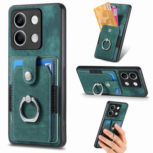 For Xiaomi Redmi Note 13 4G Retro Skin-feel Ring Card Wallet Phone Case(Green) - Xiaomi Cases by buy2fix | Online Shopping UK | buy2fix