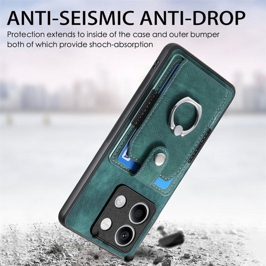 For Xiaomi Redmi Note 13 4G Retro Skin-feel Ring Card Wallet Phone Case(Green) - Xiaomi Cases by buy2fix | Online Shopping UK | buy2fix