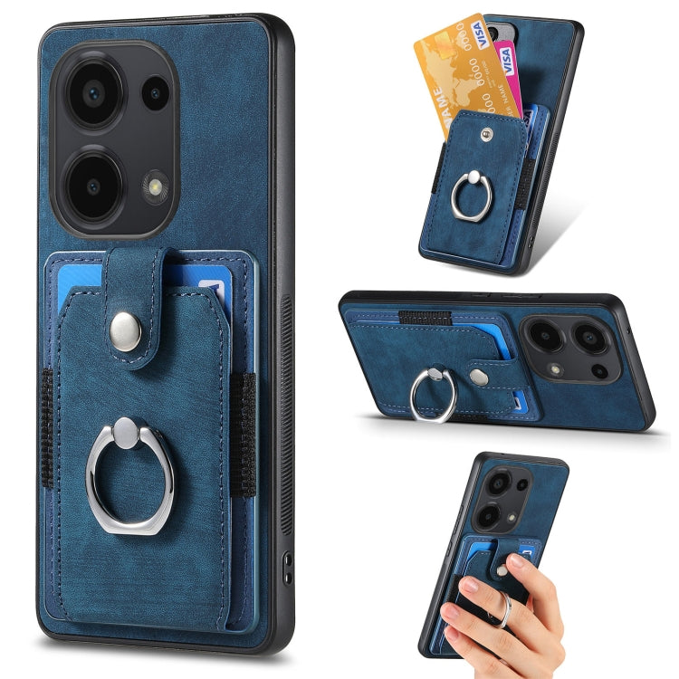 For Xiaomi Redmi Note 13 Pro 4G Retro Skin-feel Ring Card Wallet Phone Case(Blue) - Xiaomi Cases by buy2fix | Online Shopping UK | buy2fix