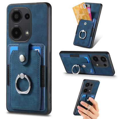 For Xiaomi Redmi Note 13 Pro 4G Retro Skin-feel Ring Card Wallet Phone Case(Blue) - Xiaomi Cases by buy2fix | Online Shopping UK | buy2fix
