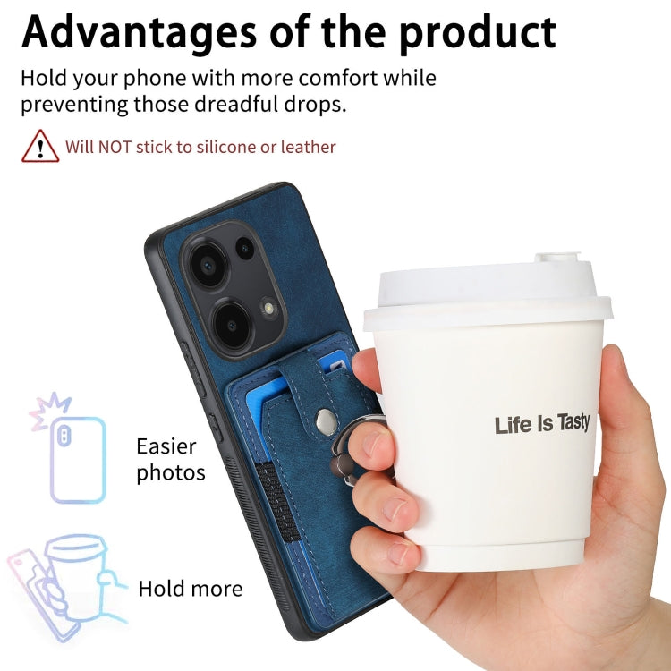 For Xiaomi Redmi Note 13 Pro 4G Retro Skin-feel Ring Card Wallet Phone Case(Blue) - Xiaomi Cases by buy2fix | Online Shopping UK | buy2fix