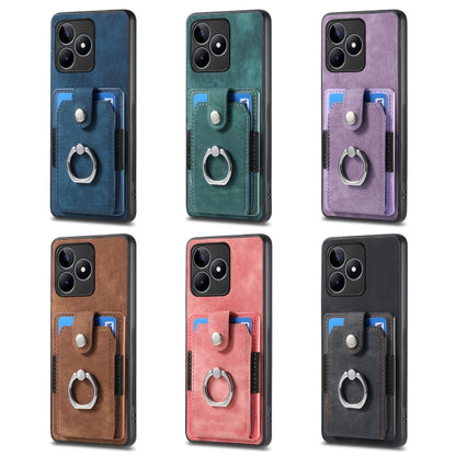 For Realme C53 4G Retro Skin-feel Ring Multi-card Wallet Phone Case(Blue) - Realme Cases by buy2fix | Online Shopping UK | buy2fix