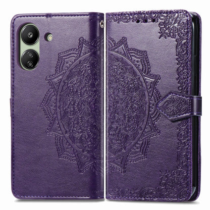 For Xiaomi Redmi 13C Mandala Flower Embossed Leather Phone Case(Purple) by buy2fix