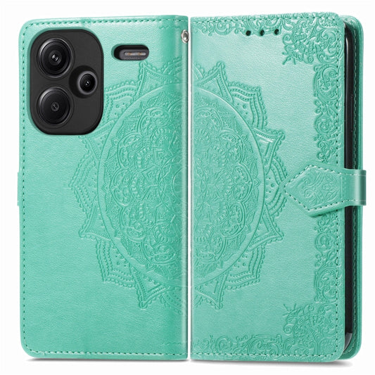 For Xiaomi Redmi Note 13 Pro+ Mandala Flower Embossed Leather Phone Case(Green) - Xiaomi Cases by buy2fix | Online Shopping UK | buy2fix