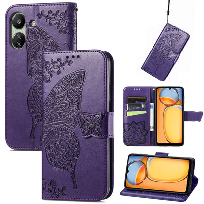 For Xiaomi Redmi 13C Butterfly Love Flower Embossed Leather Phone Case(Dark Purple) by buy2fix