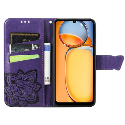For Xiaomi Redmi 13C Butterfly Love Flower Embossed Leather Phone Case(Dark Purple) by buy2fix