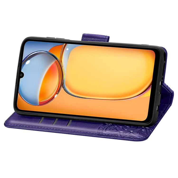 For Xiaomi Redmi 13C Butterfly Love Flower Embossed Leather Phone Case(Dark Purple) by buy2fix