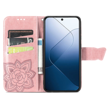 For Xiaomi 14 Butterfly Love Flower Embossed Leather Phone Case(Rose Gold) - Xiaomi Cases by buy2fix | Online Shopping UK | buy2fix