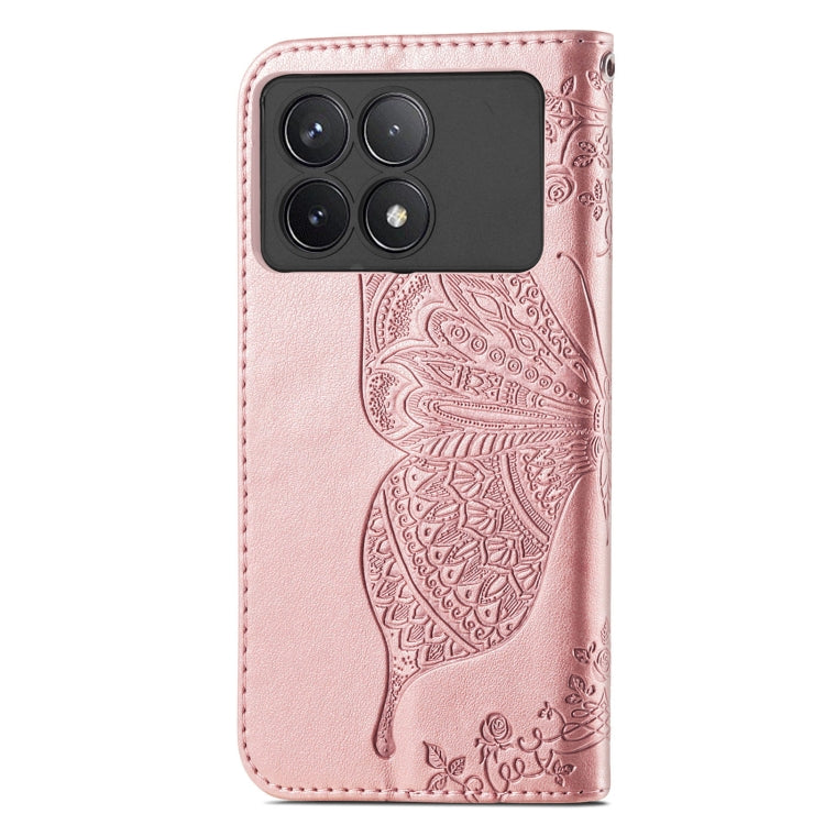 For Xiaomi Redmi K70 Butterfly Love Flower Embossed Leather Phone Case(Rose Gold) - Xiaomi Cases by buy2fix | Online Shopping UK | buy2fix