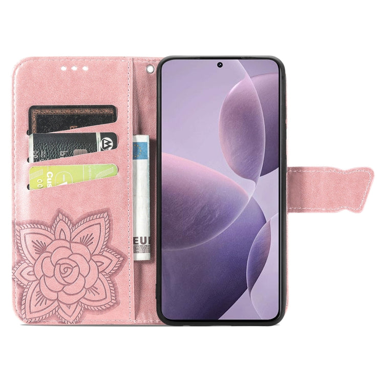 For Xiaomi Redmi K70 Butterfly Love Flower Embossed Leather Phone Case(Rose Gold) - Xiaomi Cases by buy2fix | Online Shopping UK | buy2fix