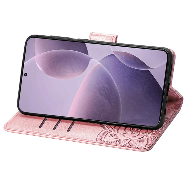 For Xiaomi Redmi K70 Butterfly Love Flower Embossed Leather Phone Case(Rose Gold) - Xiaomi Cases by buy2fix | Online Shopping UK | buy2fix