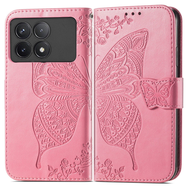 For Xiaomi Redmi K70 Butterfly Love Flower Embossed Leather Phone Case(Pink) - Xiaomi Cases by buy2fix | Online Shopping UK | buy2fix