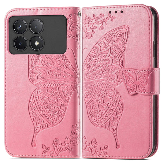 For Xiaomi Redmi K70 Butterfly Love Flower Embossed Leather Phone Case(Pink) - Xiaomi Cases by buy2fix | Online Shopping UK | buy2fix