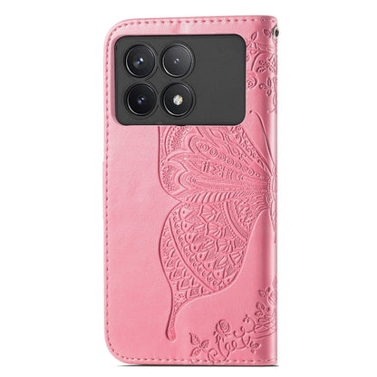 For Xiaomi Redmi K70 Butterfly Love Flower Embossed Leather Phone Case(Pink) - Xiaomi Cases by buy2fix | Online Shopping UK | buy2fix