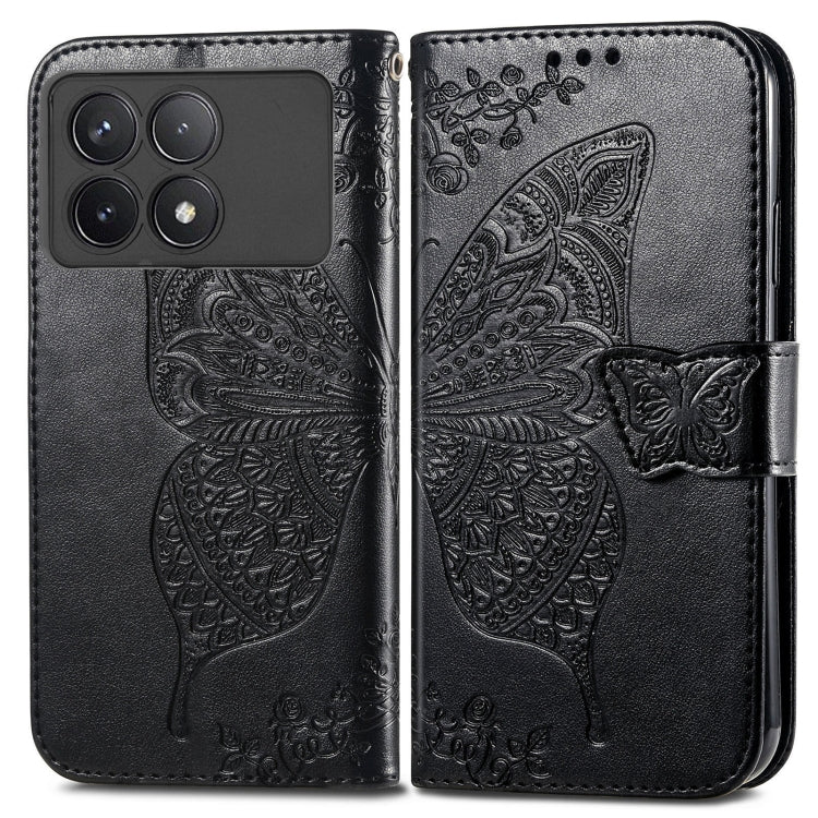 For Xiaomi Redmi K70 Butterfly Love Flower Embossed Leather Phone Case(Black) by buy2fix