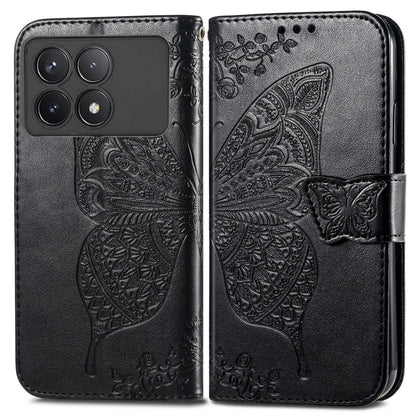 For Xiaomi Redmi K70 Butterfly Love Flower Embossed Leather Phone Case(Black) by buy2fix