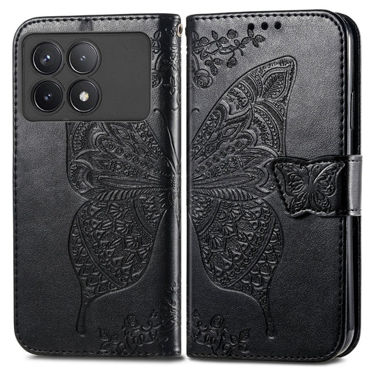 For Xiaomi Redmi K70 Butterfly Love Flower Embossed Leather Phone Case(Black) - Xiaomi Cases by buy2fix | Online Shopping UK | buy2fix