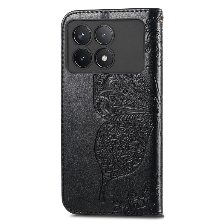 For Xiaomi Redmi K70 Butterfly Love Flower Embossed Leather Phone Case(Black) by buy2fix