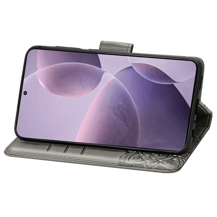 For Xiaomi Redmi K70 Butterfly Love Flower Embossed Leather Phone Case(Grey) by buy2fix