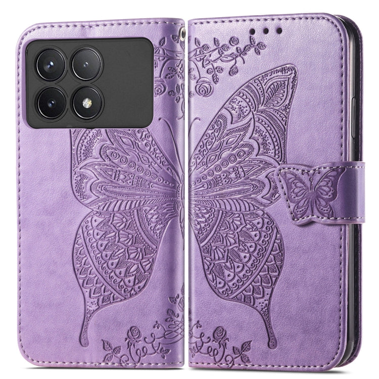For Xiaomi Redmi K70 Butterfly Love Flower Embossed Leather Phone Case(Purple) by buy2fix